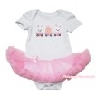 White Baby Bodysuit Light Pink Pettiskirt & Buuny Rabbit Egg Print JS4432